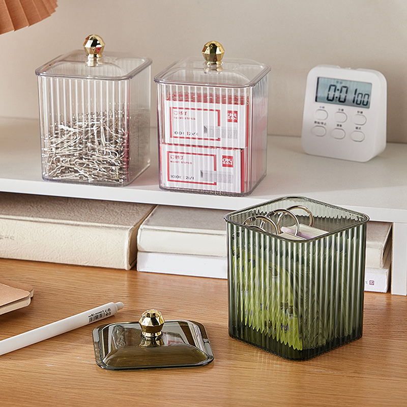 Luxury Skincare Samples - หรูหราผ้าฝ้าย Swabs กล่องเก็บลิปสติกเครื่องสําอางค์แต่งหน้ากันฝุ่น Organizer Sundries Jar