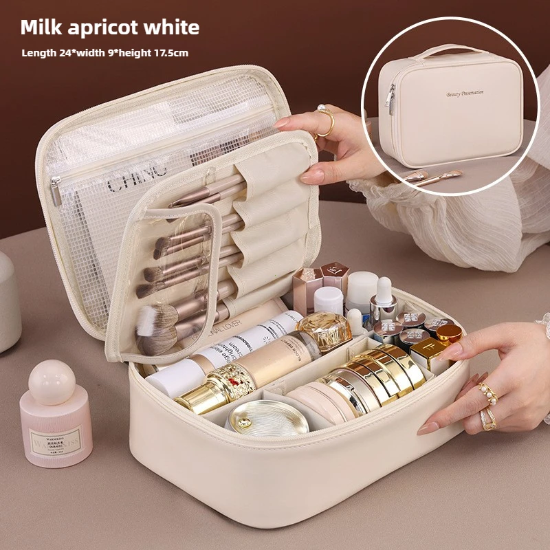 Luxury Skincare Samples - กระเป๋าเครื่องสำอางผู้หญิงใบใหญ่แบบพกพา ดีไซน์หรูหรา สำหรับจัดเก็บอุปกรณ์แต่งหน้าและของใช้ในห้องน้ำ เหมาะสำหรับการเดินทางและการใช้งานประจำวัน